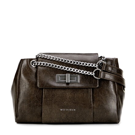 Listonoszka z imitacji skóry z łańcuszkiem zielona 101-4Y-410-Z