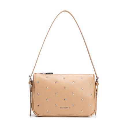 Listonoszka ze skóry naturalnej z ozdobnymi cyrkoniami beżowa 102-4E-619-9