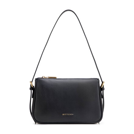 Listonoszka ze skóry naturalnej z regulowanym paskiem czarna 102-4E-618-1