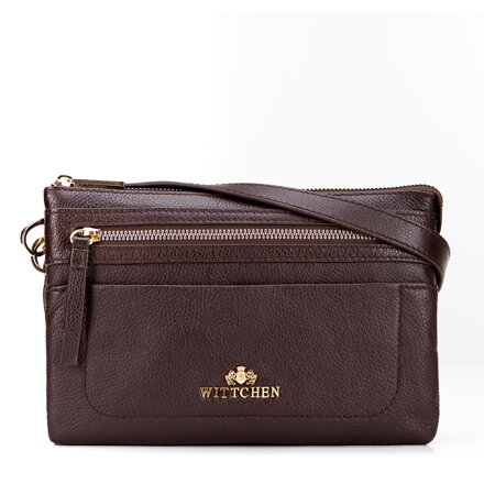 Mała listonoszka ze skóry naturalnej o fakturze groszkowej brązowa 101-4E-801-3