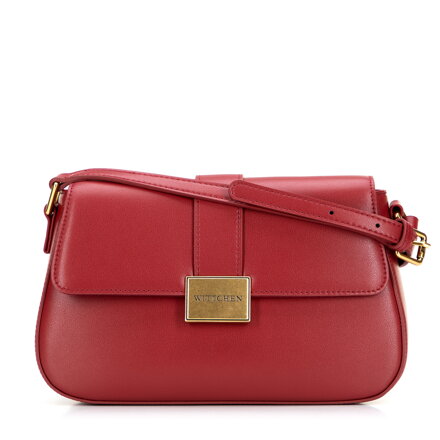 Mała listonoszka ze skóry naturalnej z ozdobnym zapięciem czerwona 101-4E-614-3