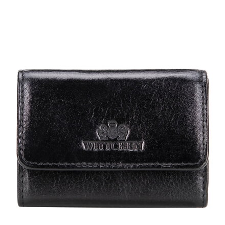 Mały damski portfel ze skóry na zatrzask czarny 21-1-068-L10