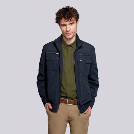 Męska kurtka harringtonka ze ściągaczami granatowa 92-9N-451-7