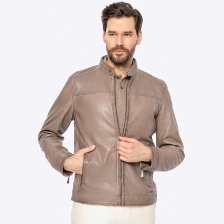 Męska kurtka ze skóry owczej beżowa 100-09-413-9