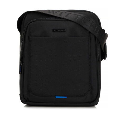 Pánska crossbody taška s kontrastnými akcentmi čierno-modrá 99-4P-213-11