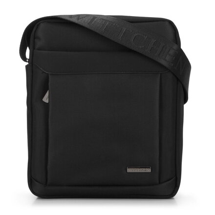 Pánska crossbody taška z textílie s lemovaním čierna 98-4P-201-1
