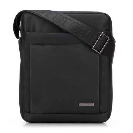Pánska crossbody taška z textílie s lemovaním grafitová 98-4P-201-8