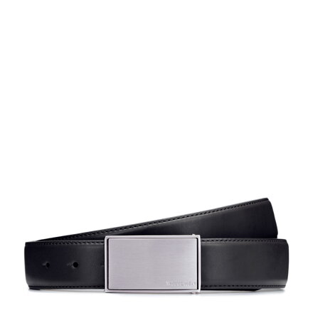 Męski pasek skórzany z pełną klamrą czarny 102-8M-114-1A