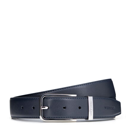 Męski pasek z gładkiej skóry naturalnej granatowy 102-8M-112-N