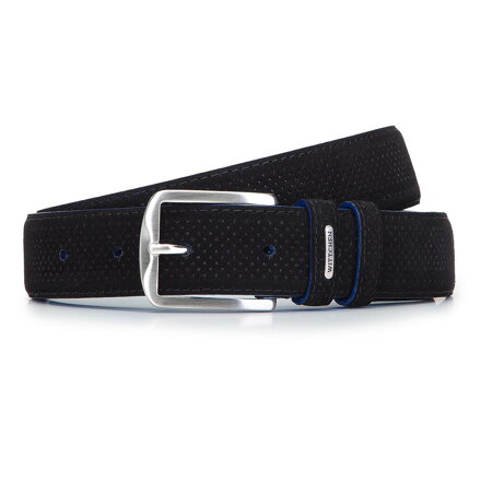 Męski pasek z perforowanej skóry welurowej 92-8M-370-1