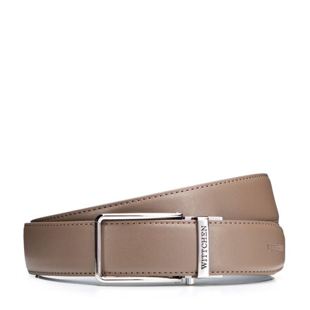 Męski pasek ze skóry naturalnej z klamrą automatyczną beżowy 102-8M-105-89