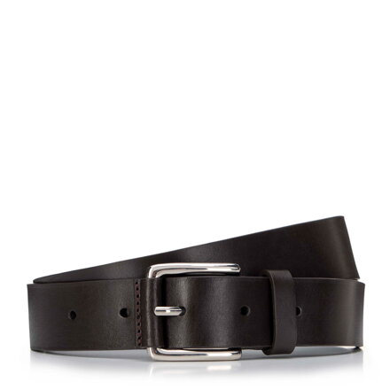 Męski pasek ze skóry naturalnej z logo brązowy 99-8M-106-4