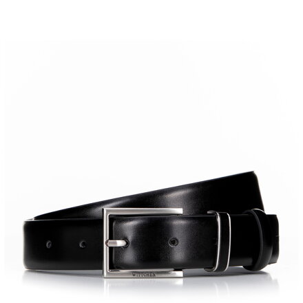 Męski pasek ze skóry z metalową szlufką czarny 100-8M-914-1