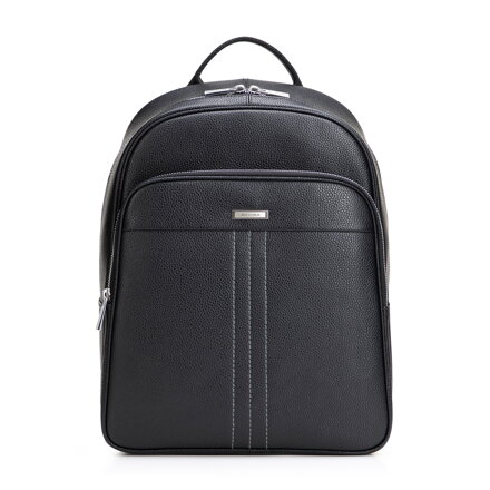 Čierno-strieborný kožený pánsky ruksak na notebook 14” 102-3U-600-1S