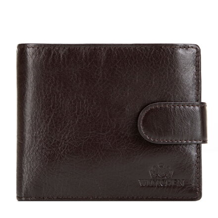 Męski portfel skórzany z zapięciem na napę brązowy 21-1-120-L40