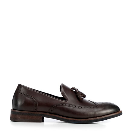 Pánska obuv z prírodnej kože tmavohnedé 100-M-510-4