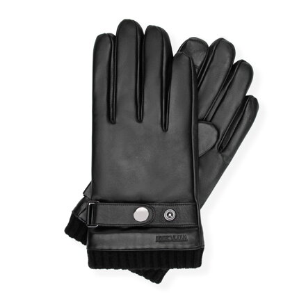 Męskie rękawiczki ze skóry naturalnej owczej czarne 39-6A-045-1