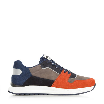 Męskie sneakersy z odblaskową wstawką szaro-pomarańczowe 96-M-953-3