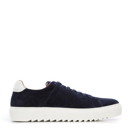Męskie sneakersy zamszowe na grubej podeszwie granatowe 96-M-709-N