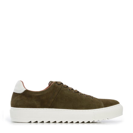 Męskie sneakersy zamszowe na grubej podeszwie zielone 96-M-709-Z