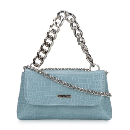 Minitorebka z ekoskóry croco z dwoma łańcuchami jasnoniebieska 94-4Y-526-7