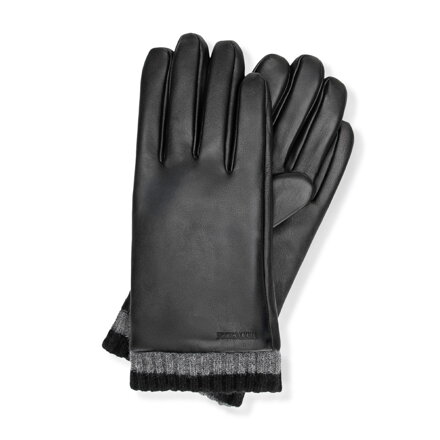 Ocieplane męskie rękawiczki ze skóry naturalnej owczej czarne 39-6A-047-1