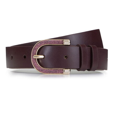 Damski pasek skórzany z metalizowaną klamrą fioletowy 92-8D-302-2