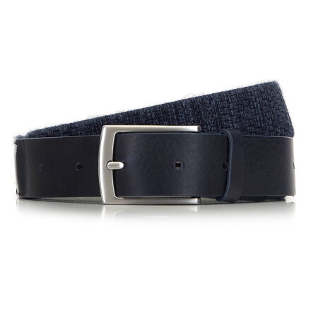 Męski pasek parciany ze srebrną klamrą granatowy 91-8M-352-7