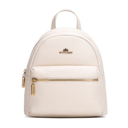 Damski plecak ze skóry naturalnej mały kremowy 102-4E-623-0