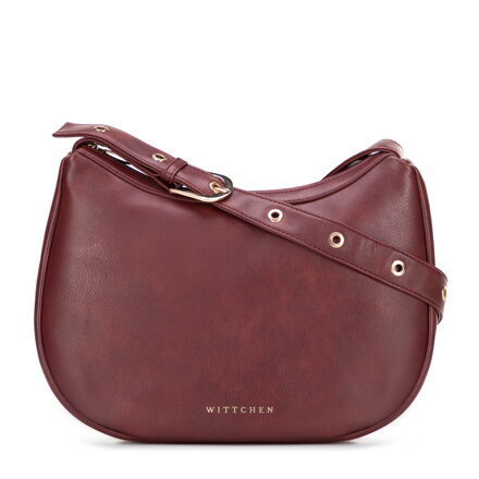 Półokrągła listonoszka z imitacji skóry bordowa 101-4Y-432-3