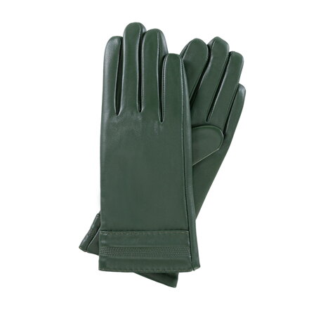 Damskie rękawiczki ocieplane ze skóry zielone 39-6L-965-Z
