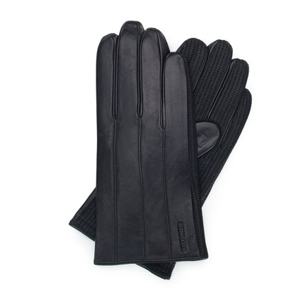 Rękawiczki męskie ze skóry naturalnej czarne 39-6-210-1