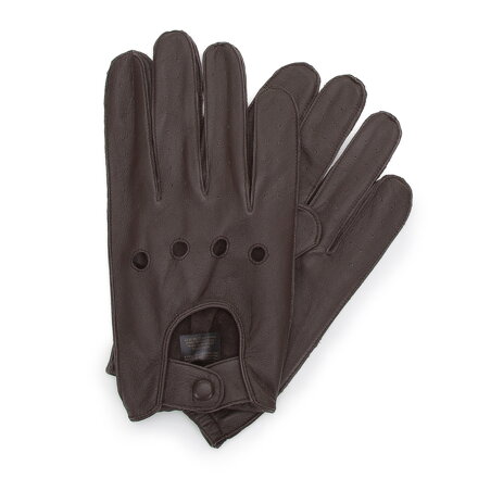 Męskie rękawiczki skórzane samochodowe ciemny brąz 46-6A-001-4