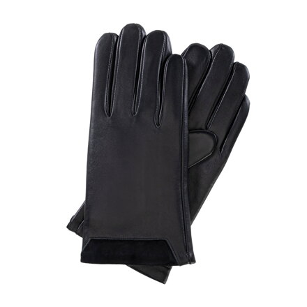 Męskie rękawiczki ocieplane ze skóry czarne 39-6L-960-1