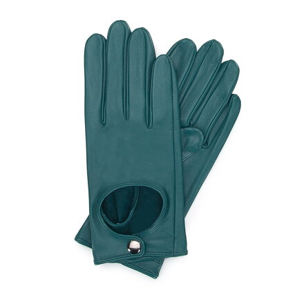 Damskie rękawiczki samochodowe proste turkusowe 46-6A-003-Z