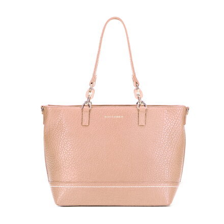 Shopperka z ekoskóry z dekoracyjnym elementem łańcuszka różowa 101-4Y-710-P