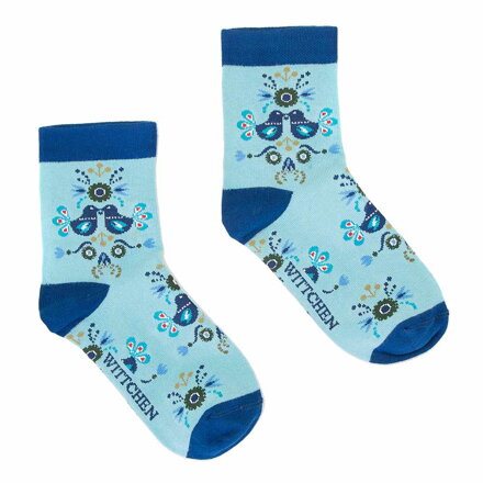 Damskie skarpetki w ludowy wzór niebieskie 92-SK-002-X1