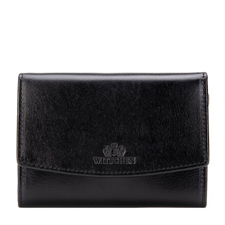 Skórzana portmonetka damska duża czarna 21-1-062-L10