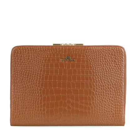 Skórzana torba na laptopa 15” z tłoczeniem croco koniak 103-2E-612-5
