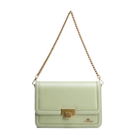 Kožená crossbody kabelka s retiazkou zelená 100-4E-206-Z