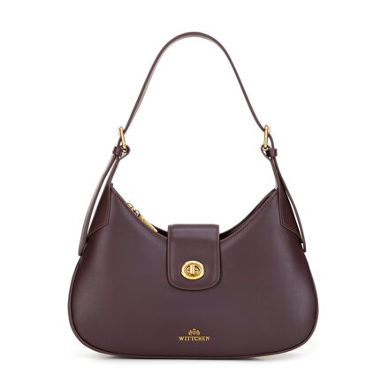 Skórzana torebka na ramię z odpinanym paskiem bordowa 101-4E-209-3