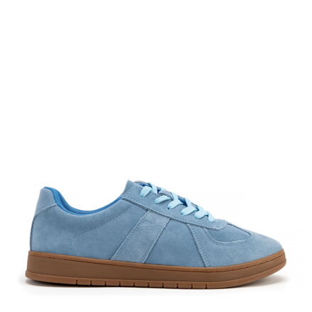 Sneakersy męskie ze skóry zamszowej niebieskie 100-M-500-7