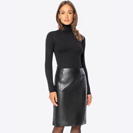 Spódnica ze skóry naturalnej ołówkowa czarna 29-09-401-1