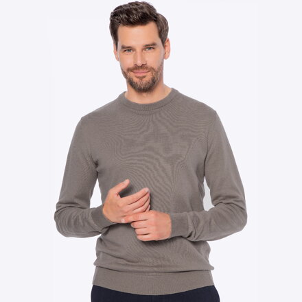 Sweter męski z bawełny z domieszką kaszmiru ciemny beż M0-99-103-9