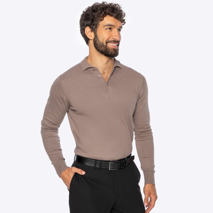 Sweter męski z bawełny z domieszką kaszmiru ciemny beż M0-99-106-9 Sweter męski z bawełny z domieszką kaszmiru ciemny beż M0-99-106-9