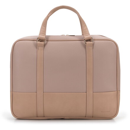 Torba na laptopa 15,6” z ekoskóry o dwóch fakturach dwukomorowa beżowa 95-3P-007-5