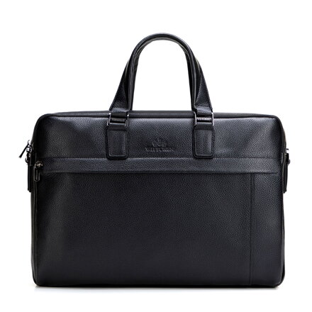 Torba na laptopa 15,6” ze skóry naturalnej dwukomorowa czarna 29-3U-305-1