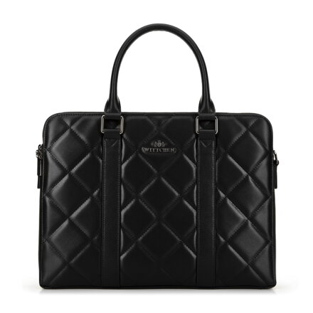Damska torba na laptopa 15,6'' skórzana czarno - grafitowa 99-4E-608-G1