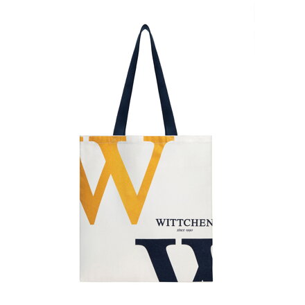 Torba płócienna z wyrazistym logo kremowo - granatowa 29-4-900-4X