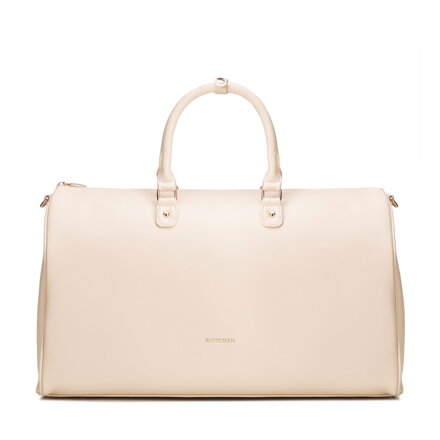 Torba podróżna damska z imitacji skóry z regulowanym paskiem kremowa 102-4Y-906-0